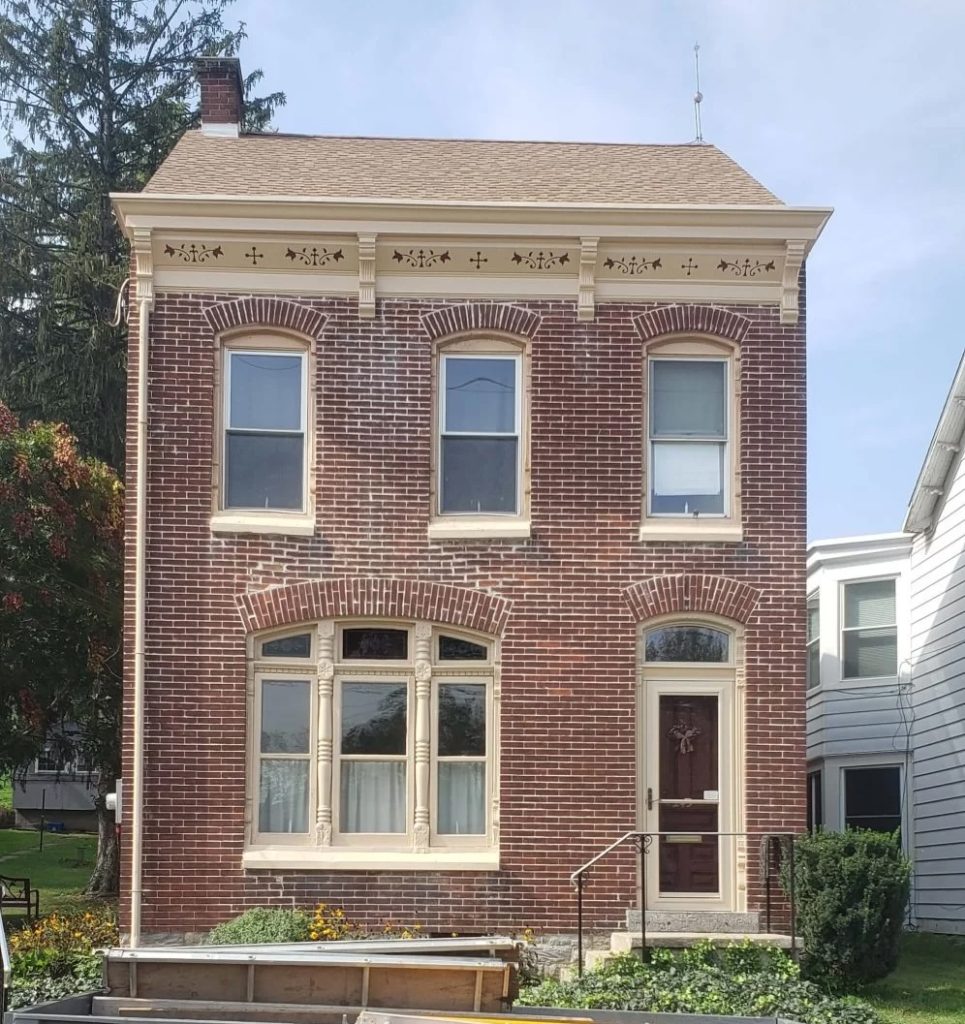 closeup repairs to face of historic building