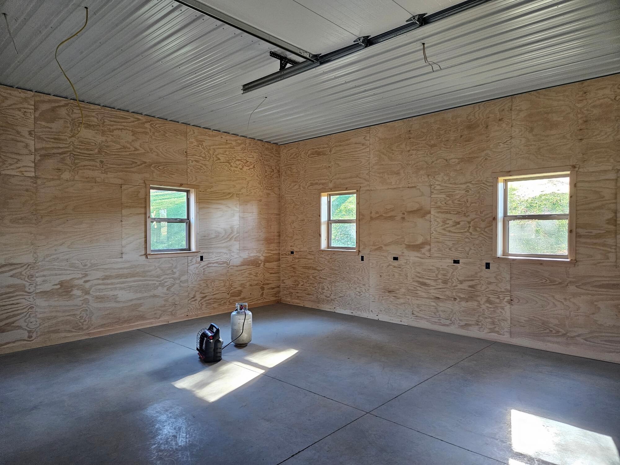 storage building interior room, workshop in boyertown 